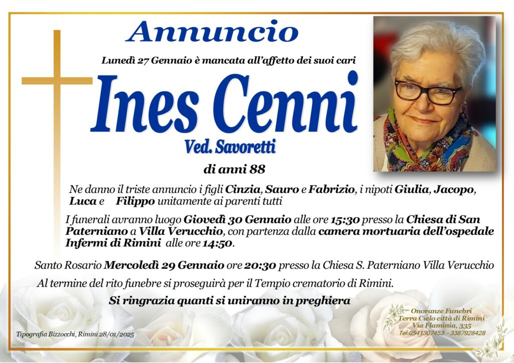 annuncio funebre Ines Cenni